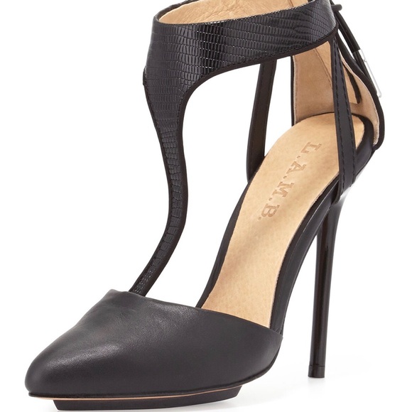 L.A.M.B. Shoes - L.A.M.B. Serena Point Toe T-Strap Pumps